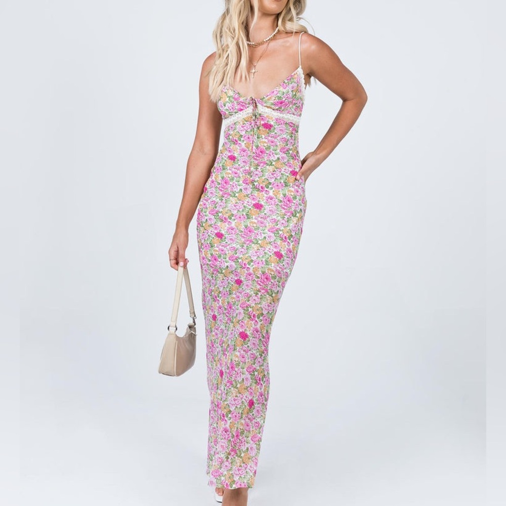 NWOT PRINCESS POLLY EMILY MAXI DRESS PINK FLORAL FULL LENGTH DRESS size: 2